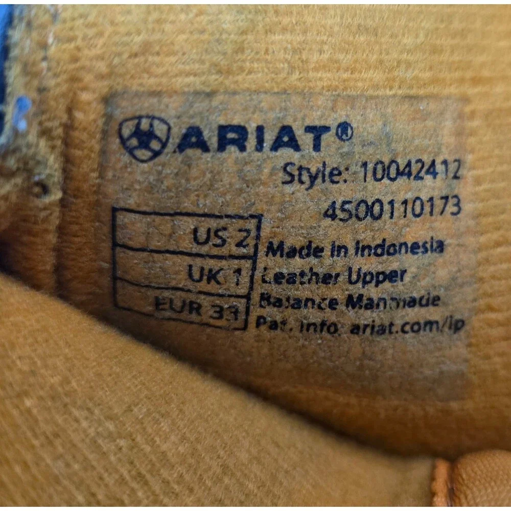 Ariat Kids WorkHog XT Coil Square Toe Western Work Boots Brown Leather Size 2